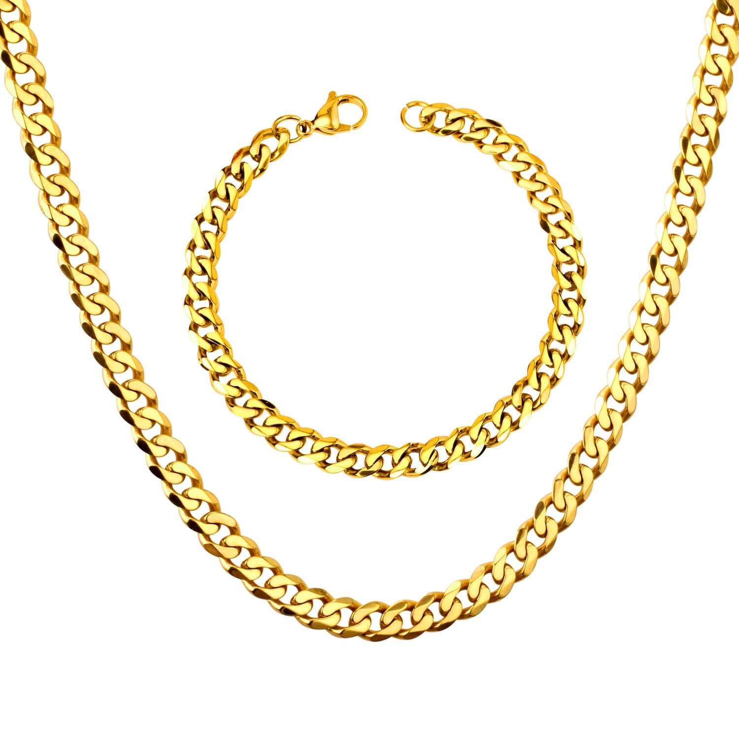 ASON Women/Men 6MM/8MM/10MM Width Necklace Set Stainless Steel Necklace with Bracelet Cuban Chain for Diy Jewelry Makings asonjewelry